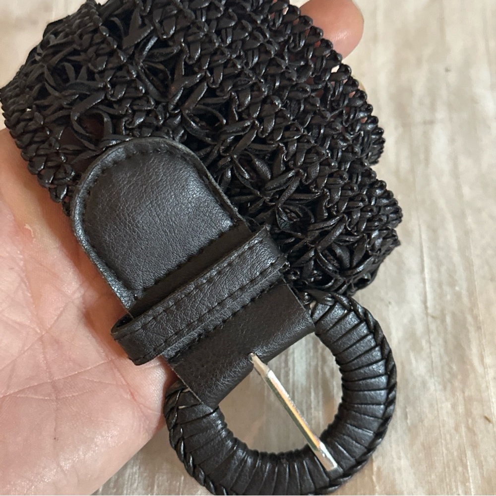 UNIQUE VINTAGE women's leather WOVEN belt LARGE